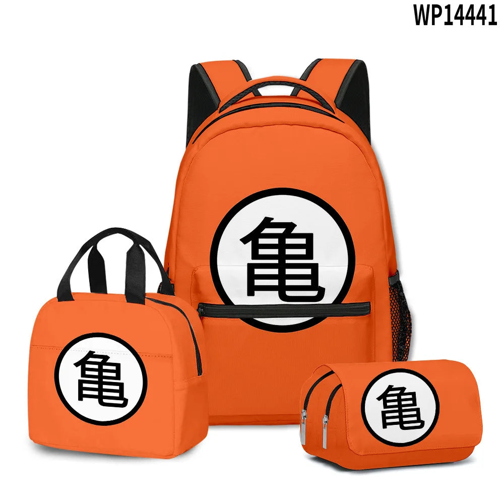 3D Print Dragon Ball Large Capacity Backpack Set Goku Super Saiyan GT Z Lunch Bag Pencil Case for Boys School Travel Picnic 20L