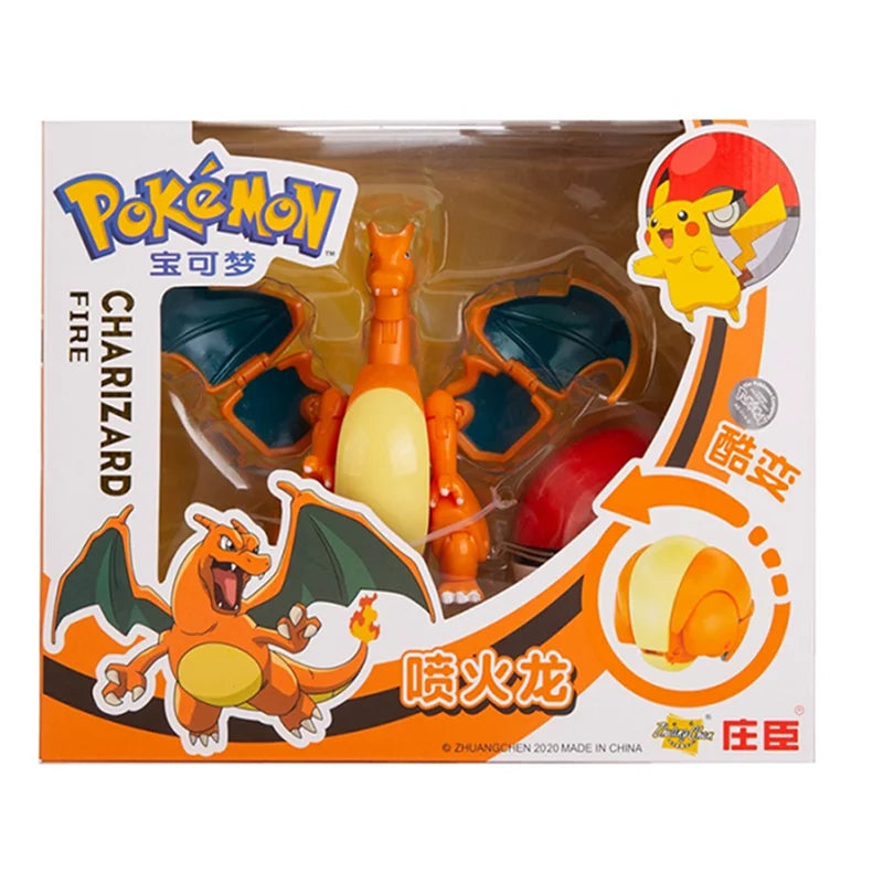 About Pokemon Anime Figure Charizard Pikachu Gyarados  Pocket Monster Figure Pokeball Action Deformation Toy Model Children Gift