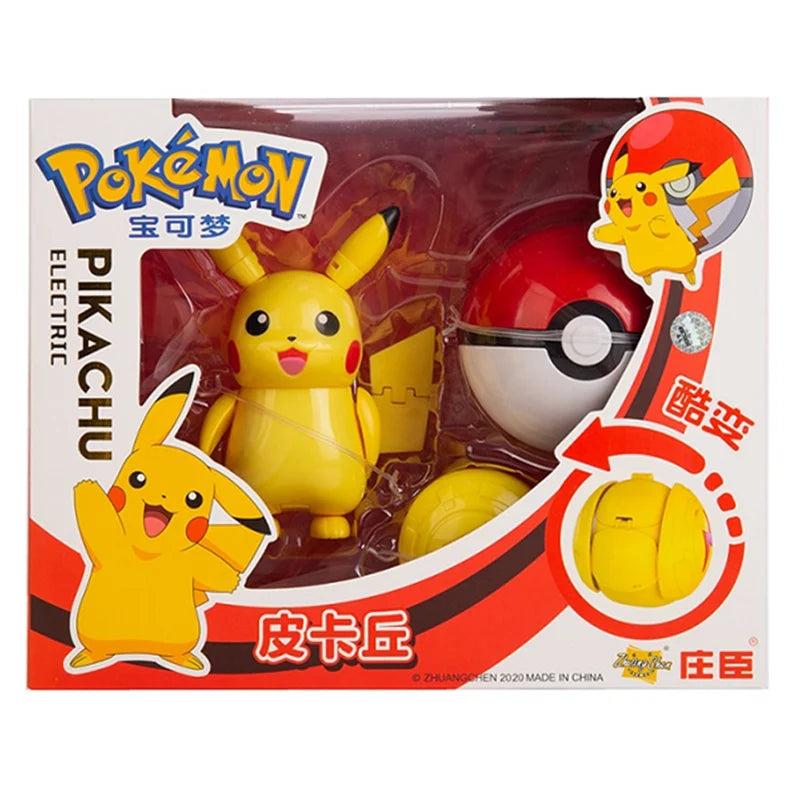 About Pokemon Anime Figure Charizard Pikachu Gyarados  Pocket Monster Figure Pokeball Action Deformation Toy Model Children Gift