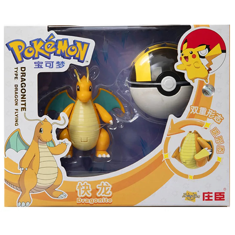 About Pokemon Anime Figure Charizard Pikachu Gyarados  Pocket Monster Figure Pokeball Action Deformation Toy Model Children Gift