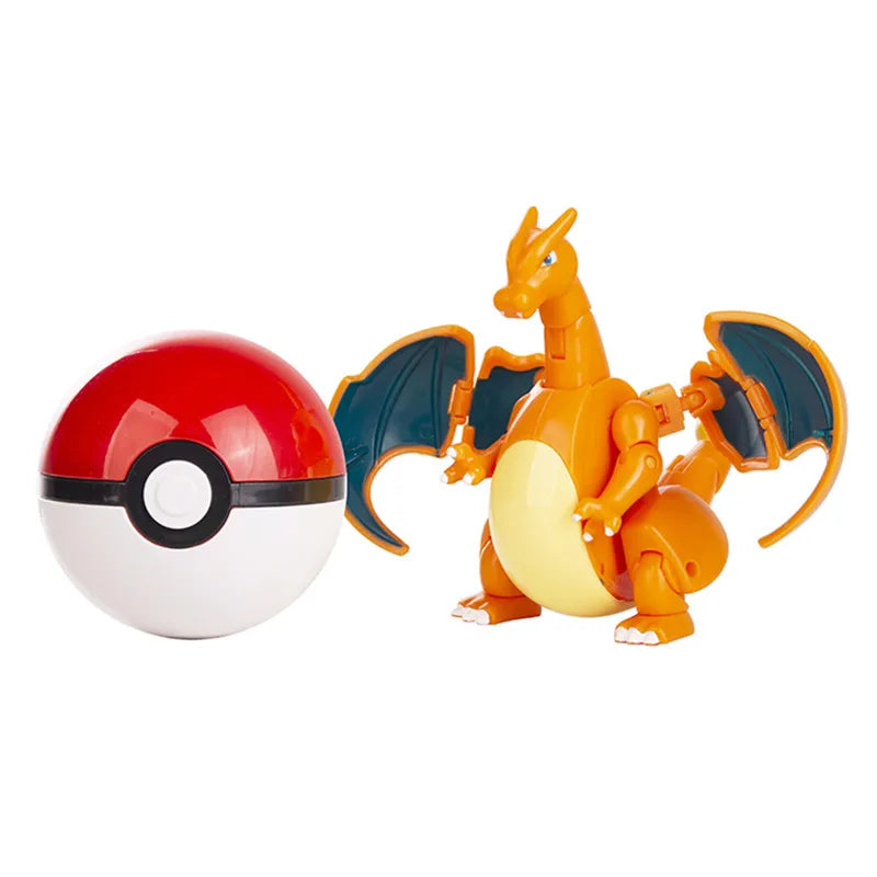 About Pokemon Anime Figure Charizard Pikachu Gyarados  Pocket Monster Figure Pokeball Action Deformation Toy Model Children Gift